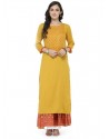 Yellow Rayon Printed Kurti