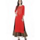 Red Rayon Printed Kurti