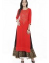 Red Rayon Printed Kurti