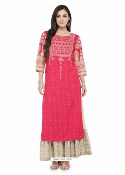 Genius Fuchsia Viscose Rayon Printed Kurti