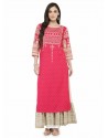 Genius Fuchsia Viscose Rayon Printed Kurti