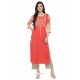 Orange Viscose Rayon Printed Kurti