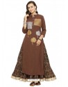 Brown Rayon Printed Kurti