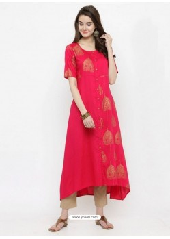 Crimson Rayon Printed Kurti