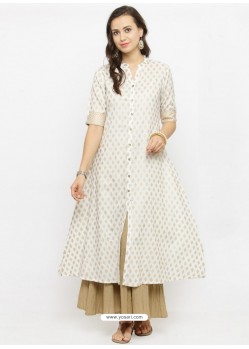 Adorable White Rayon Printed Kurti