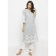 White Cotton Blend Printed Kurti