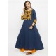 Navy Blue Cotton Blend Printed Kurti