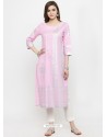 Baby Pink Pure Cotton Printed Kurti