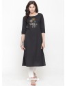 Black Cotton Blend Printed Kurti