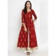 Maroon Cotton Blend Printed Kurti