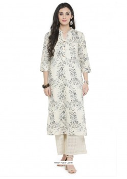 White Rayon Printed Kurti