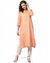 Light Orange Rayon Printed Kurti