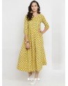 Yellow Rayon Printed Kurti