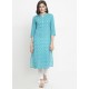 Sky Blue Pure Cotton Printed Kurti