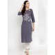 Grey Pure Cotton Printed Kurti