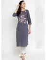 Grey Pure Cotton Printed Kurti