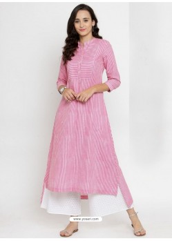 Pink Pure Cotton Printed Kurti