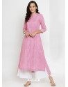 Pink Pure Cotton Printed Kurti