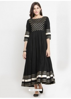 Black Viscose Rayon Printed Kurti