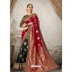 Black And Red Silk Jacquard Work Party Wear Saree