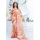 Peach Pure Linen Printed Saree