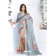 Grey Pure Linen Printed Saree