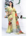 Lemon Pure Linen Printed Saree