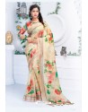 Beautiful Multi Colour Pure Linen Printed Saree