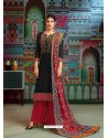 Black Modal Chanderi Cotton Embroidered Palazzo Suit