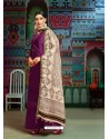 Purple Modal Chanderi Cotton Embroidered Palazzo Suit