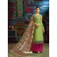 Green Modal Chanderi Cotton Embroidered Palazzo Suit