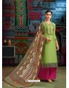 Green Modal Chanderi Cotton Embroidered Palazzo Suit