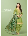 Green Pure Jaam Silk Embroidered Patiala Suit