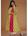 Green And Rani Cambric Cotton Printed Kurti