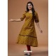 Mustard Cambric Cotton Printed Kurti