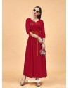 Red Heavy Rayon Designer Kurti