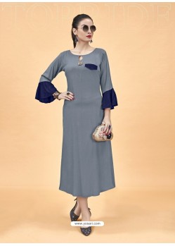 Grey Heavy Rayon Designer Kurti