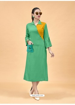 Jade Green Heavy Rayon Designer Kurti