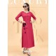 Rose Red Heavy Rayon Designer Kurti