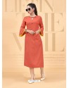 Orange Heavy Rayon Designer Kurti