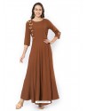 Brown Rayon Printed Long Kurti