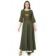 Mehendi Green Rayon Printed Long Kurti