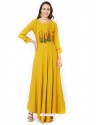 Yellow Rayon Printed Long Kurti