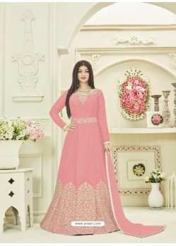 Pink Embroidered Georgette Anarkali Suit