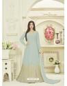 Light Grey Embroidered Georgette Anarkali Suit