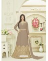 Light Brown Embroidered Georgette Anarkali Suit