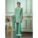 Aqua Mint Georgette Embroidered Straight Suit