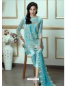 Sky Blue Georgette Embroidered Straight Suit