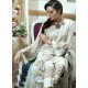 Off White Georgette Embroidered Straight Suit