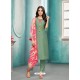 Mehendi Green Maslin Silk Embroidered Straight Suit